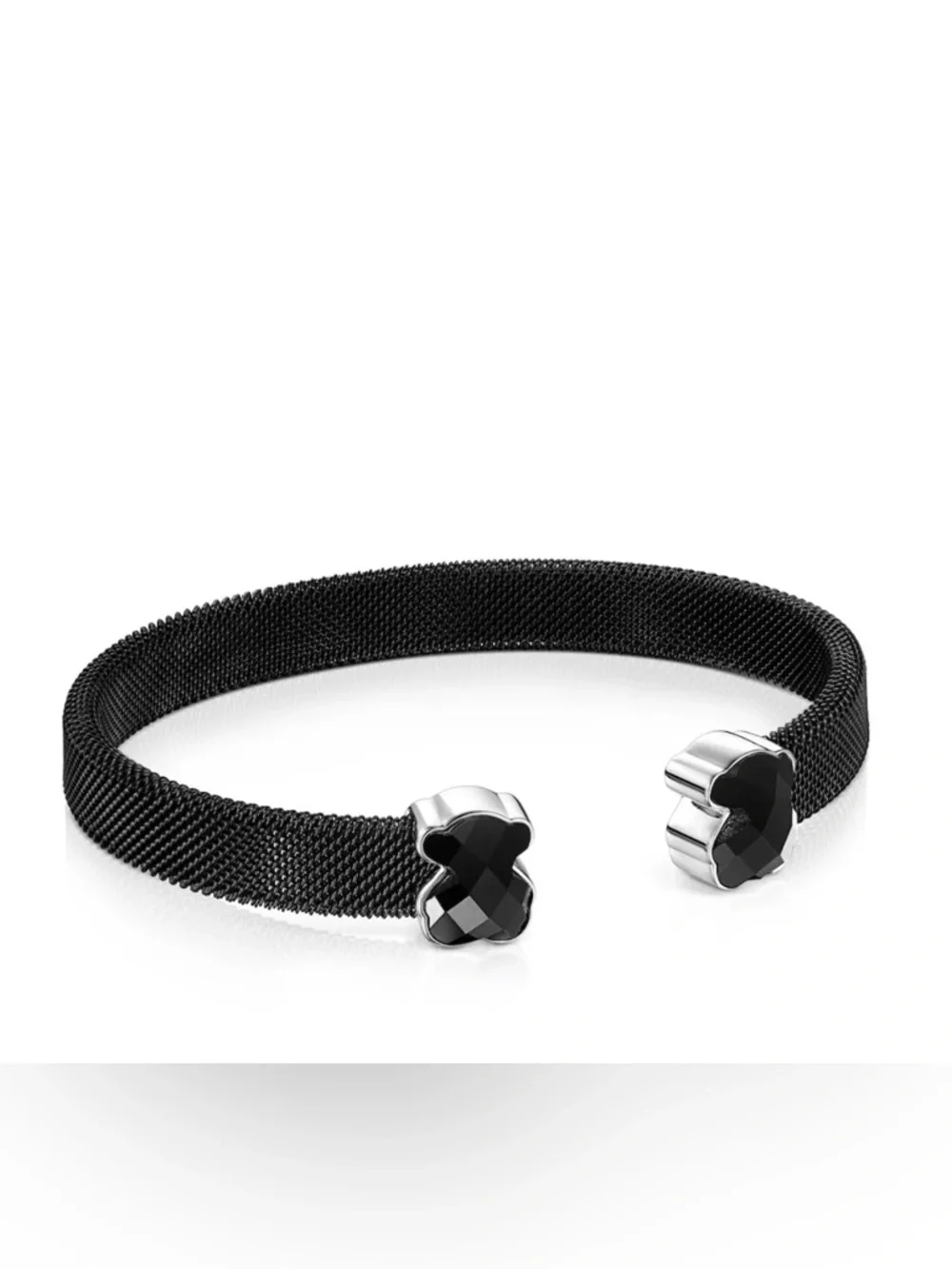 Tous Black IP Steel Mesh Color Cuff Bracelet With